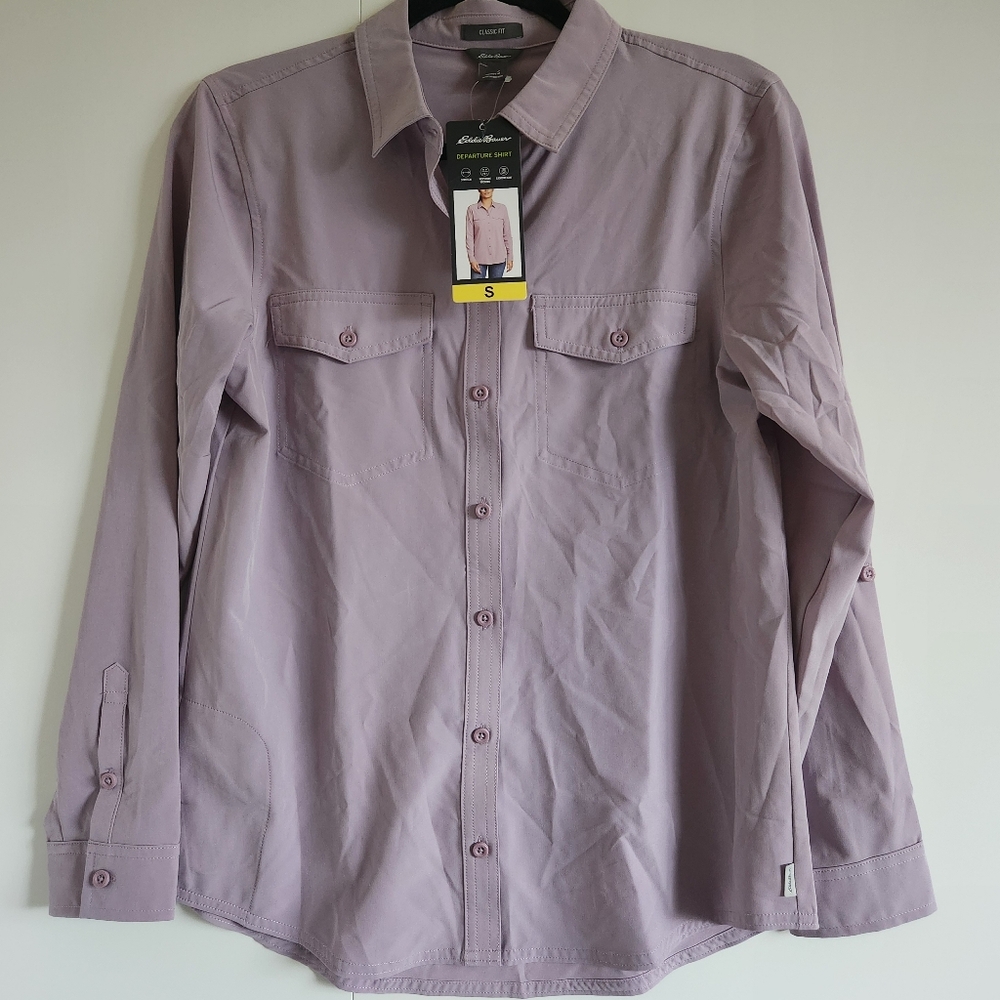 Eddie Bauer Women's Classic Fit Long Sleeve Button Up Departure Shirt Sz S NWT